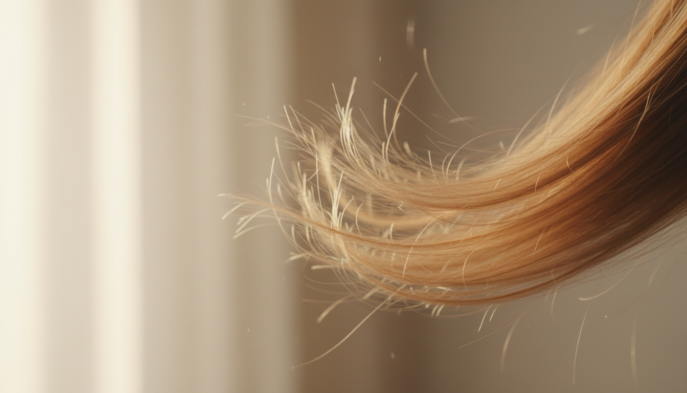 Close-up of thin hair gaining volume from gentle blow-drying
