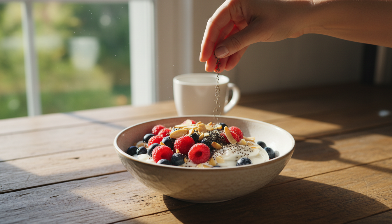 Preparing protein-rich breakfast for healthy hair support