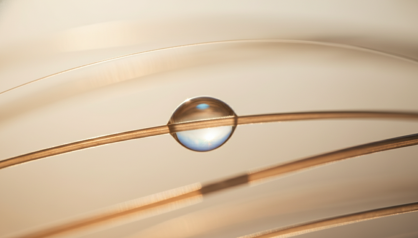 Close-up of serum absorbing into healthy hair strand