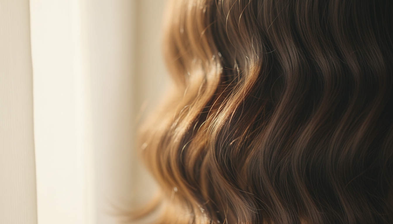 Close-up of healthy, textured hair strands in natural light